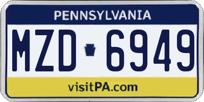 PA license plate MZD6949