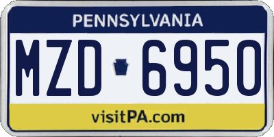 PA license plate MZD6950