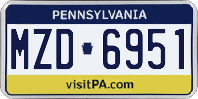 PA license plate MZD6951