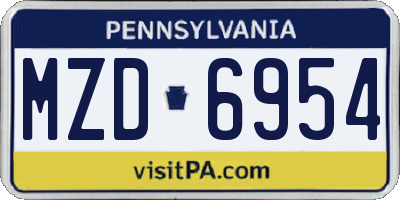 PA license plate MZD6954