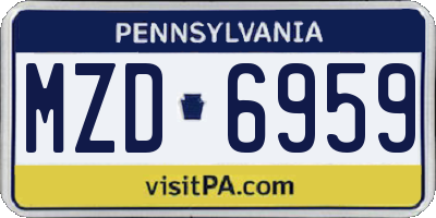PA license plate MZD6959