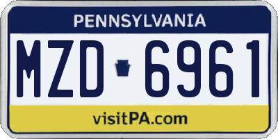 PA license plate MZD6961