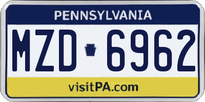 PA license plate MZD6962