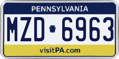 PA license plate MZD6963