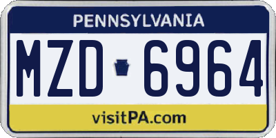 PA license plate MZD6964