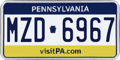 PA license plate MZD6967