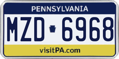 PA license plate MZD6968