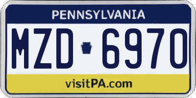 PA license plate MZD6970