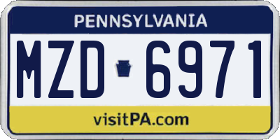 PA license plate MZD6971