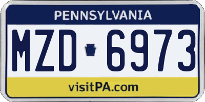 PA license plate MZD6973