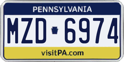 PA license plate MZD6974