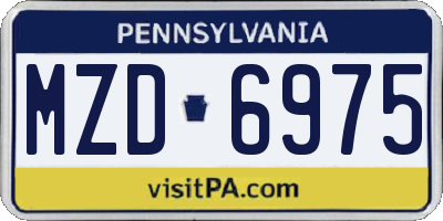 PA license plate MZD6975