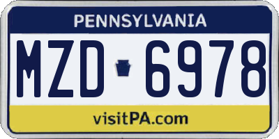 PA license plate MZD6978