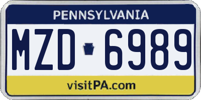 PA license plate MZD6989