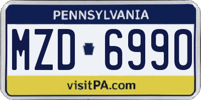 PA license plate MZD6990
