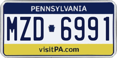 PA license plate MZD6991