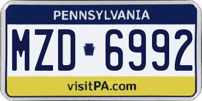 PA license plate MZD6992