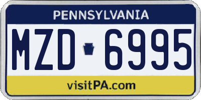 PA license plate MZD6995