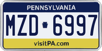 PA license plate MZD6997