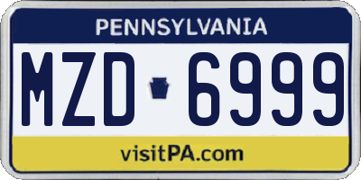PA license plate MZD6999