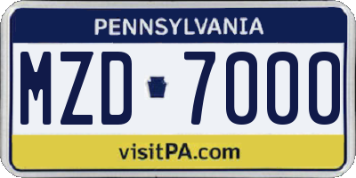 PA license plate MZD7000