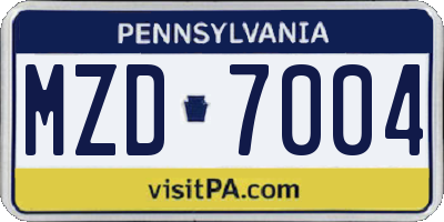 PA license plate MZD7004