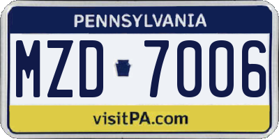 PA license plate MZD7006