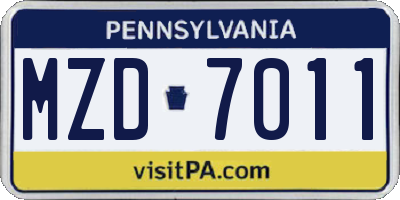 PA license plate MZD7011