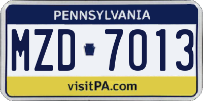 PA license plate MZD7013