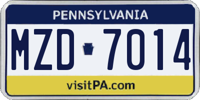 PA license plate MZD7014