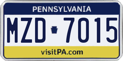 PA license plate MZD7015