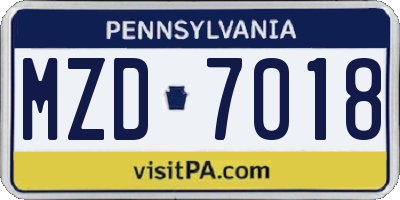 PA license plate MZD7018
