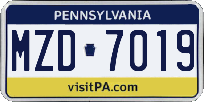 PA license plate MZD7019