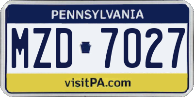 PA license plate MZD7027