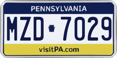 PA license plate MZD7029