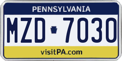 PA license plate MZD7030
