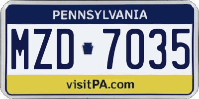 PA license plate MZD7035