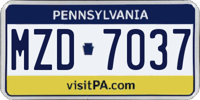 PA license plate MZD7037