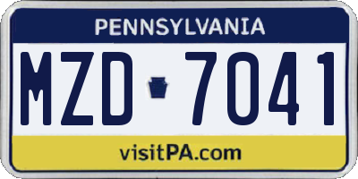 PA license plate MZD7041