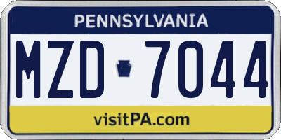 PA license plate MZD7044