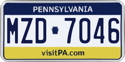 PA license plate MZD7046