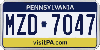 PA license plate MZD7047