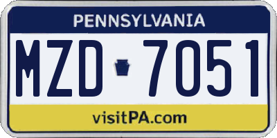 PA license plate MZD7051