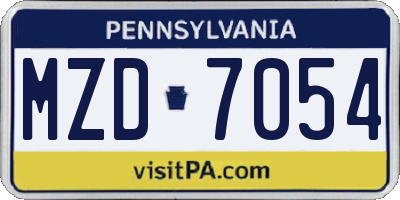 PA license plate MZD7054