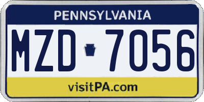 PA license plate MZD7056