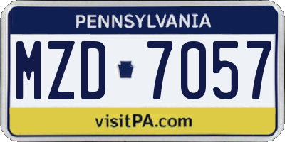 PA license plate MZD7057