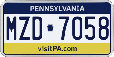 PA license plate MZD7058