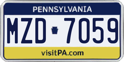 PA license plate MZD7059