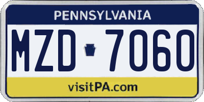 PA license plate MZD7060