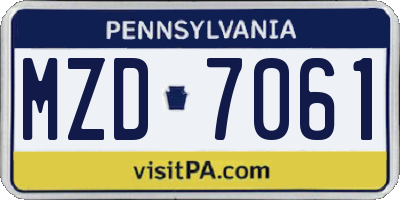 PA license plate MZD7061